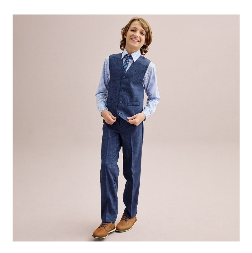 Blue Boy's 4 Piece suit with Vest and Tie